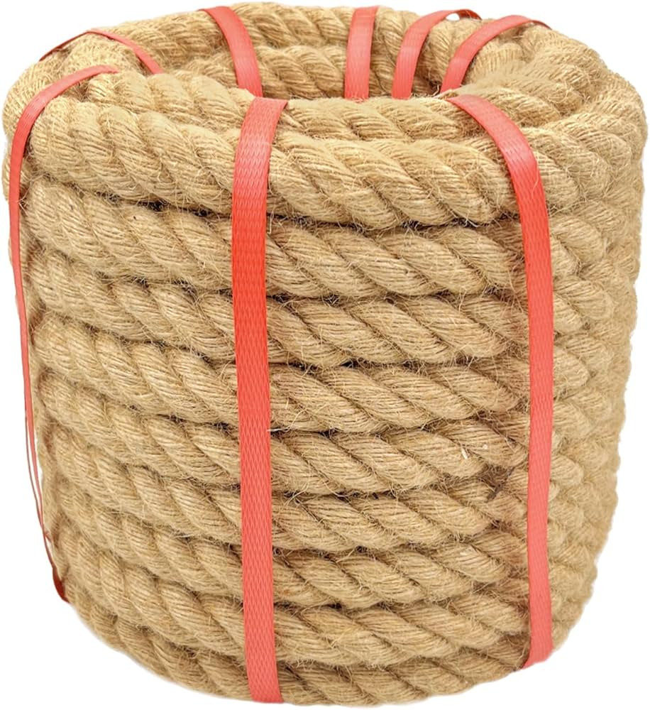 Natural Hemp Rope (1 in X 50 Ft) Twisted Manila Rope Thick Jute Rope for Crafts, Porch Swing Rope... | Amazon (US)