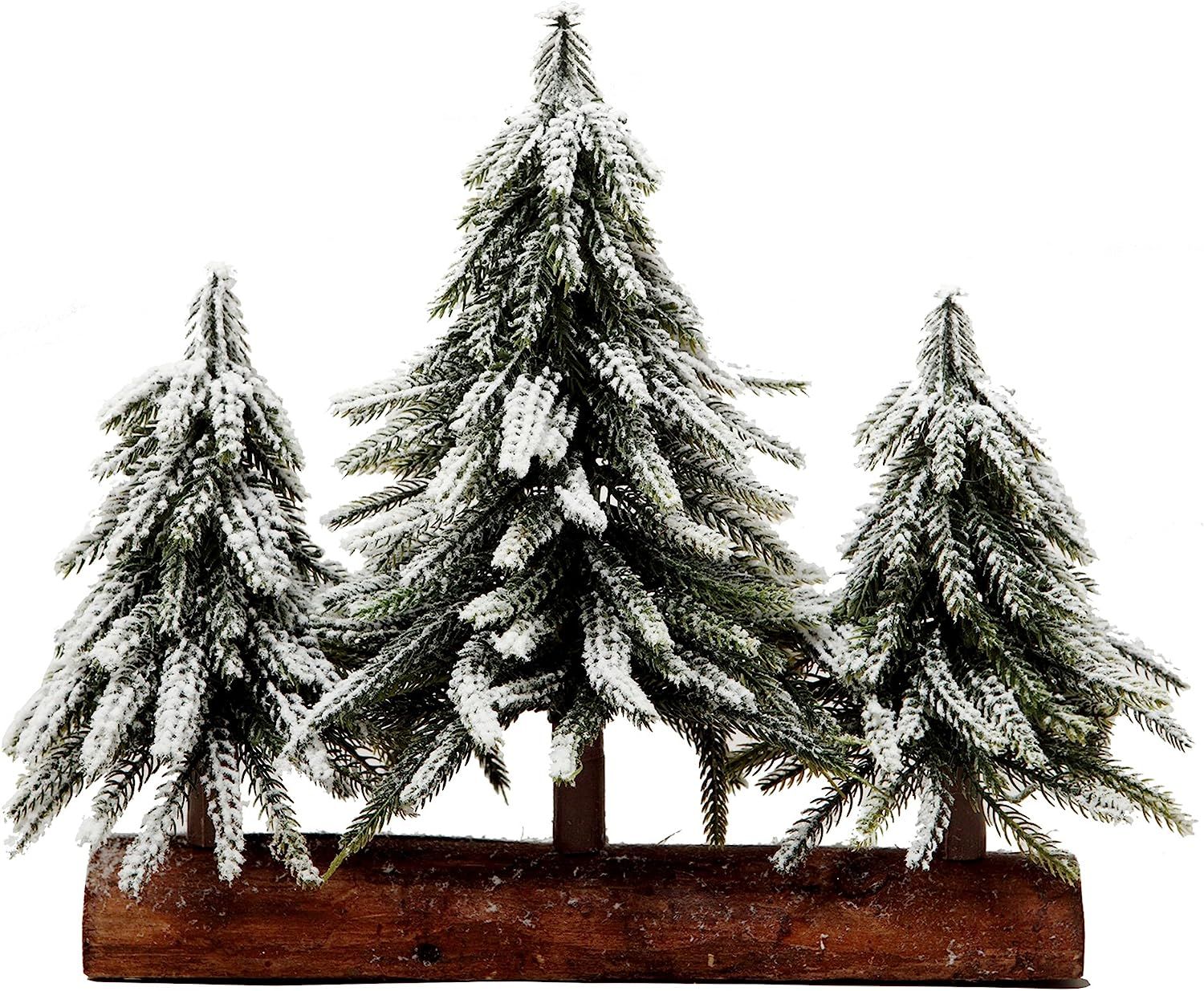 Amazon.com: VGIA 3 Small Christmas Tree with Wood Stand Flocked Snow Christmas Decoration Tableto... | Amazon (US)