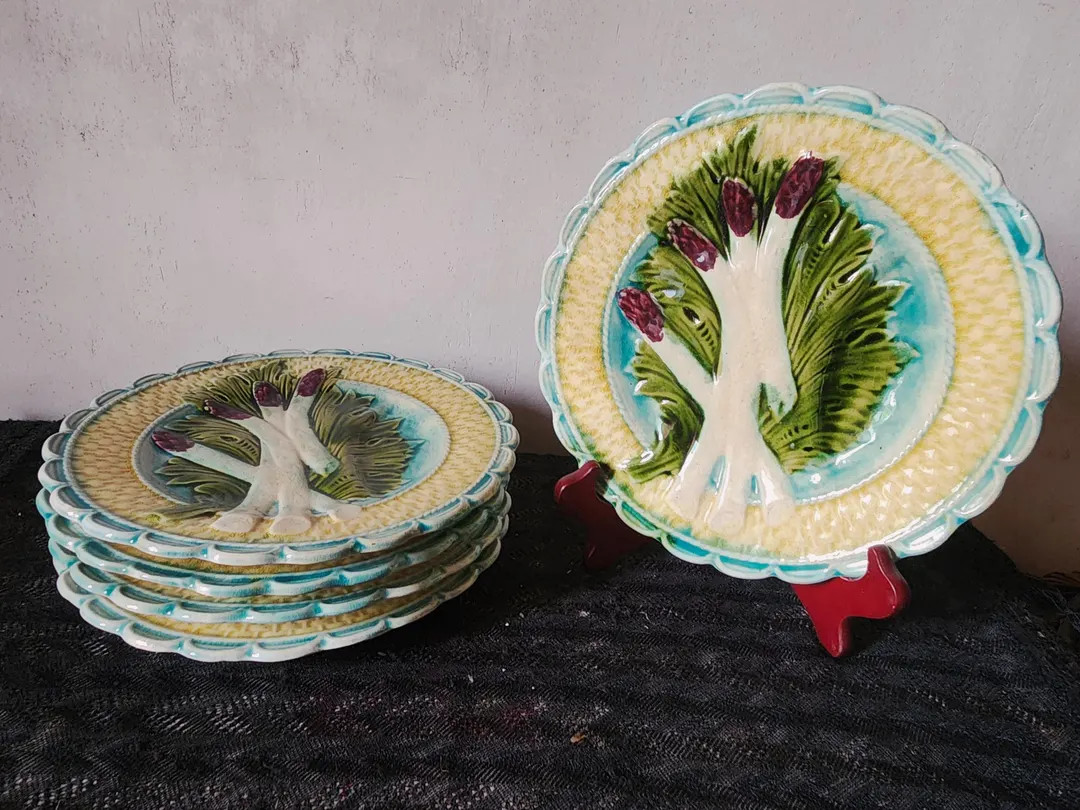 Antique French Salins Barbotine Asparagus Plate 19th Century | Etsy (Global)