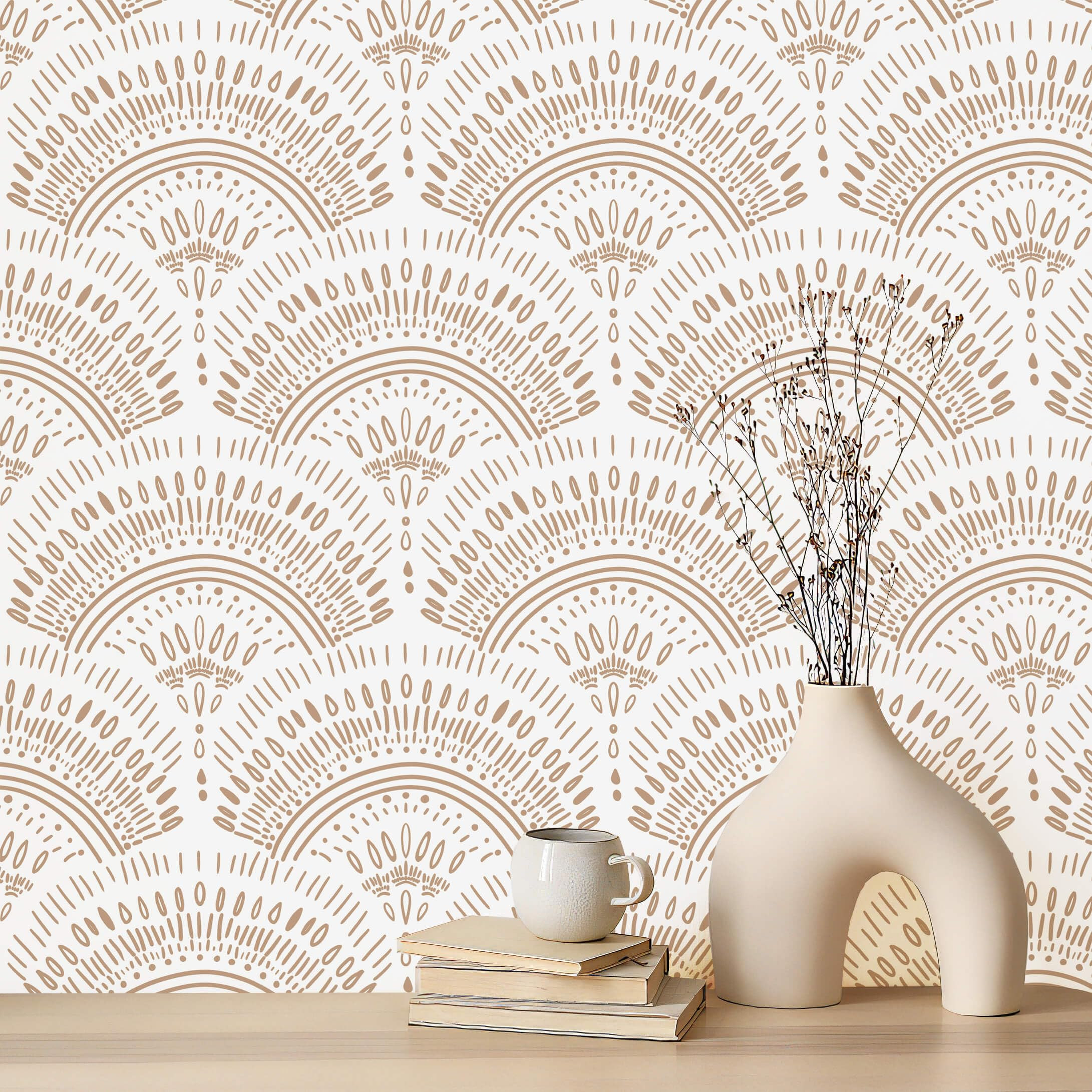 Heroad Peel and Stick Wallpaper White and Orange Brown Contact Paper Geometric Removable Wall Pap... | Amazon (US)