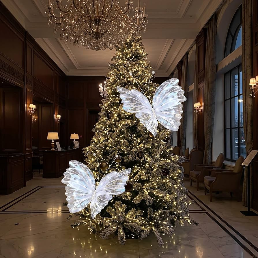 Yinkin 2 Pcs 20'' Large 3D LED Butterfly Decorations White | Amazon (US)