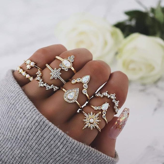 CSIYAN 6-16 PCS Knuckle Stacking Rings for Women Teen Girls,Boho Vintage Finger Rings Stackable G... | Amazon (US)