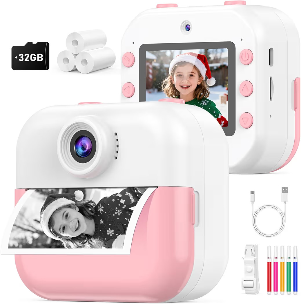 Instant Print Front Rear Dual Selfie Kids Camera for Kids Christmas Birthday Gifts for Girls Age ... | Amazon (US)