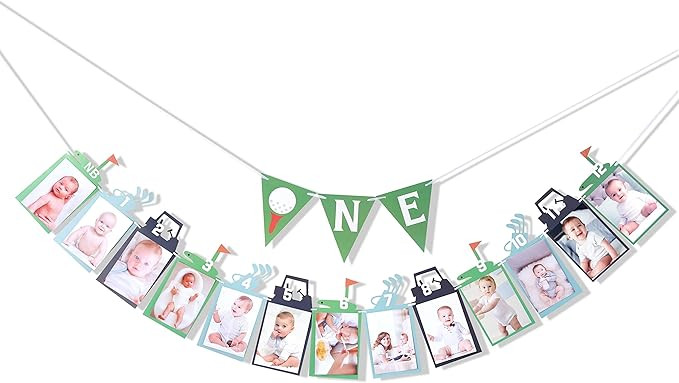 Hole In ONE Golf 12 Month Photo Banner First Birthday Banners Golf 1st Year Photo Banner ONE High... | Amazon (US)