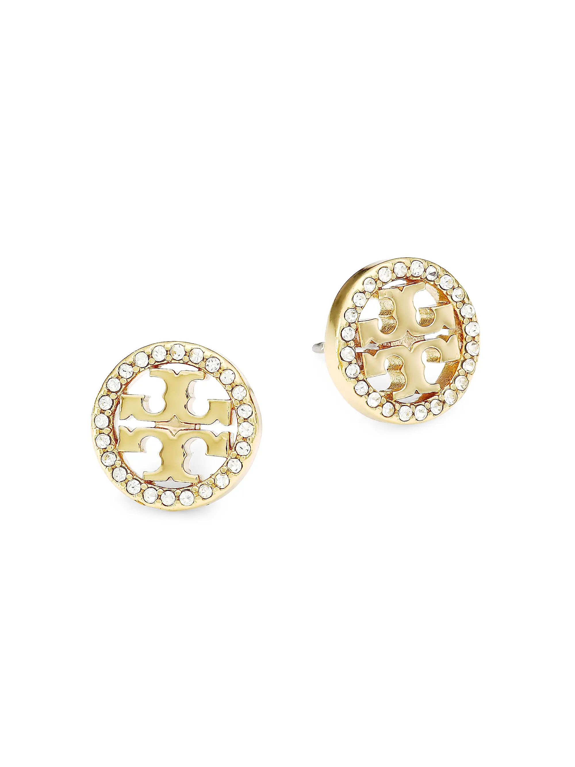 Crystal Logo Goldtone Circle Stud Earrings | Saks Fifth Avenue