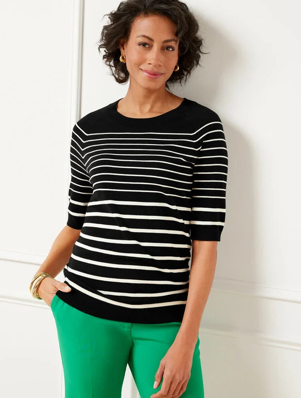 Elbow Sleeve Pullover - Variegated Breton | Talbots