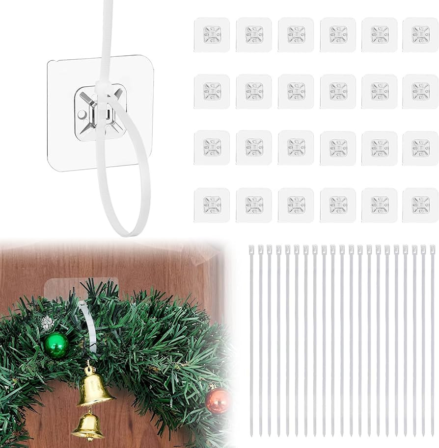 Aulock 24 pcs Garland Hangers for Door Frame - No Hardware Christmas Garland Hooks Ties, Fireplac... | Amazon (US)