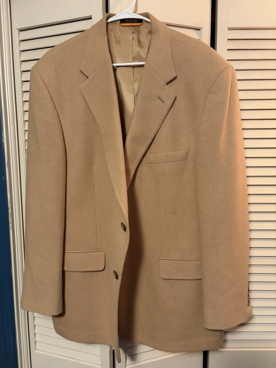 Bill Blass Camel Hair Beige Men's Two-Button Notch Lapel Blazer Regular Solid | eBay US