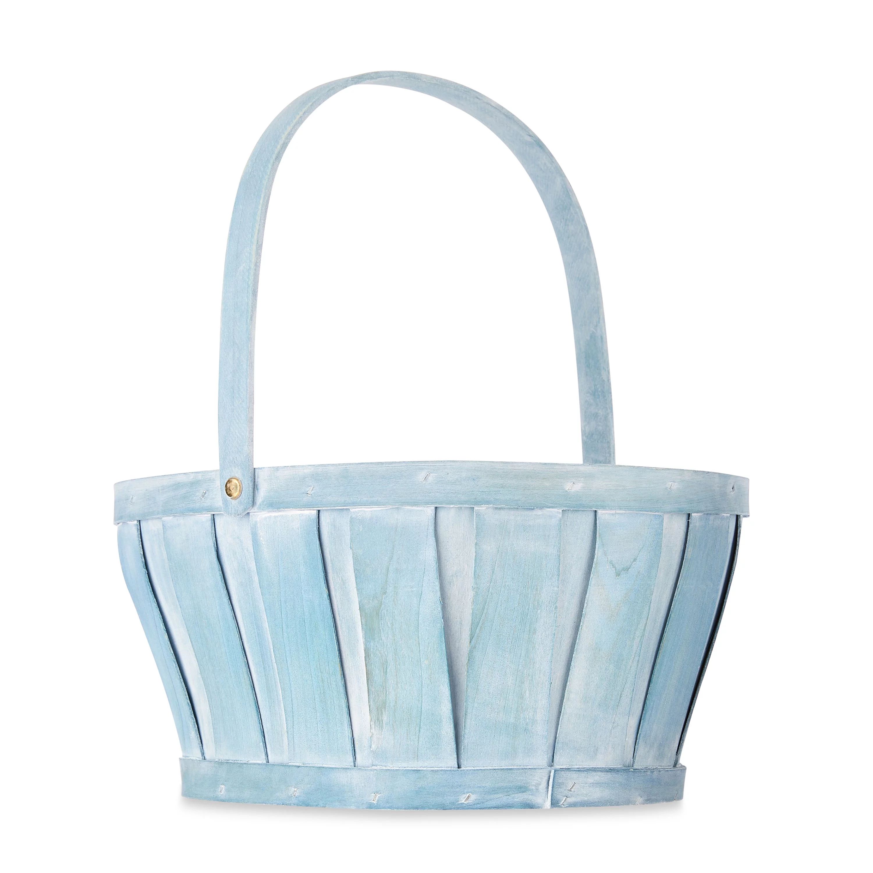 Way To Celebrate Blue Woodchip Easter Basket with Swivel Handle, 11" x 9" | Walmart (US)