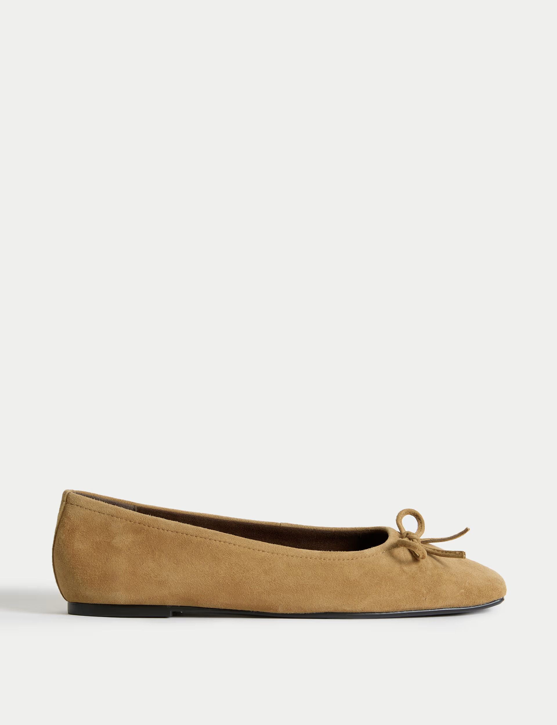 Suede Bow Flat Square Toe Ballet Pumps | M&S | M&S | Marks & Spencer (UK)