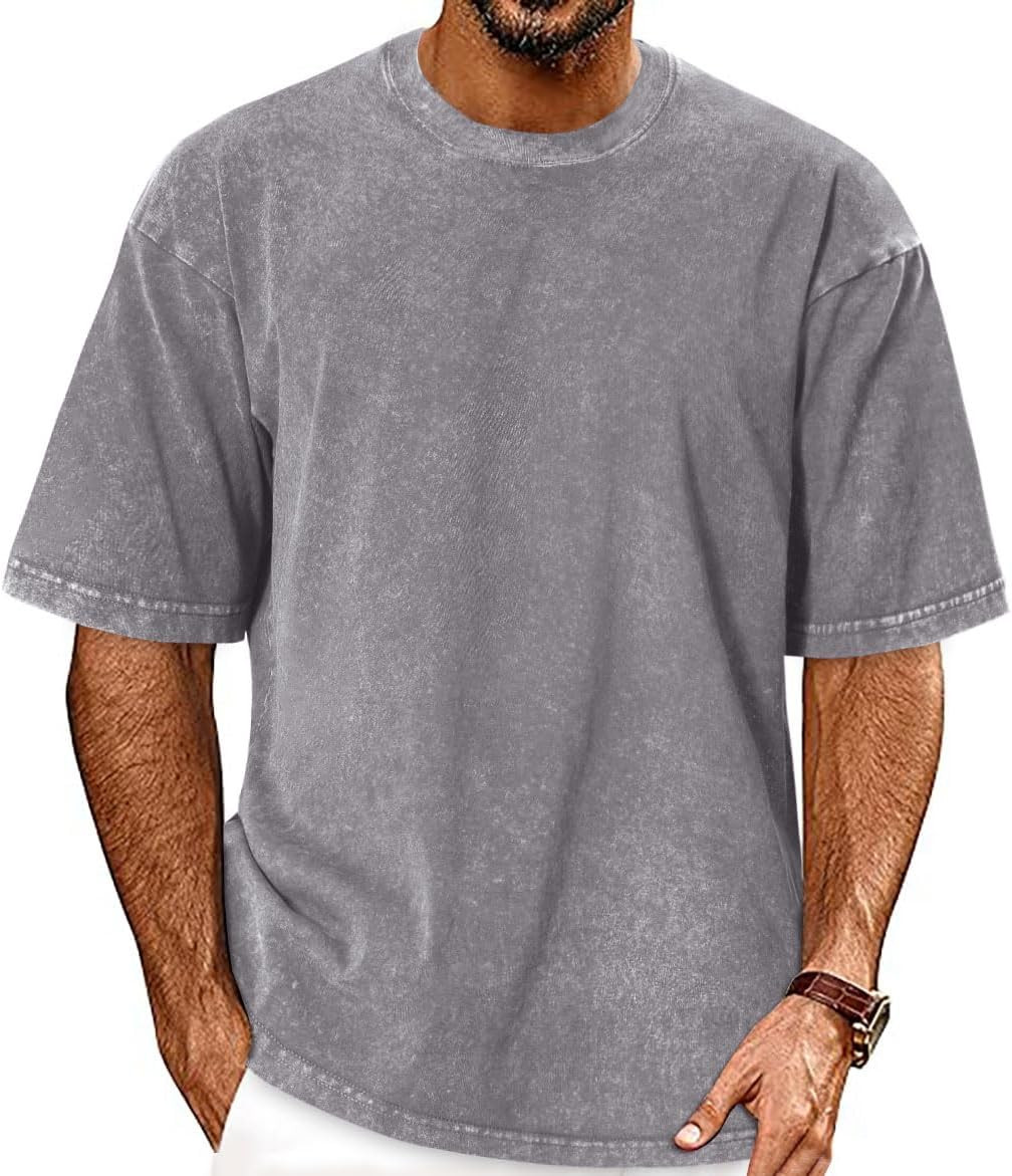 Oversized Tshirts for Men Short Sleeve Vintage Washed Basic Loose Tees | Amazon (US)