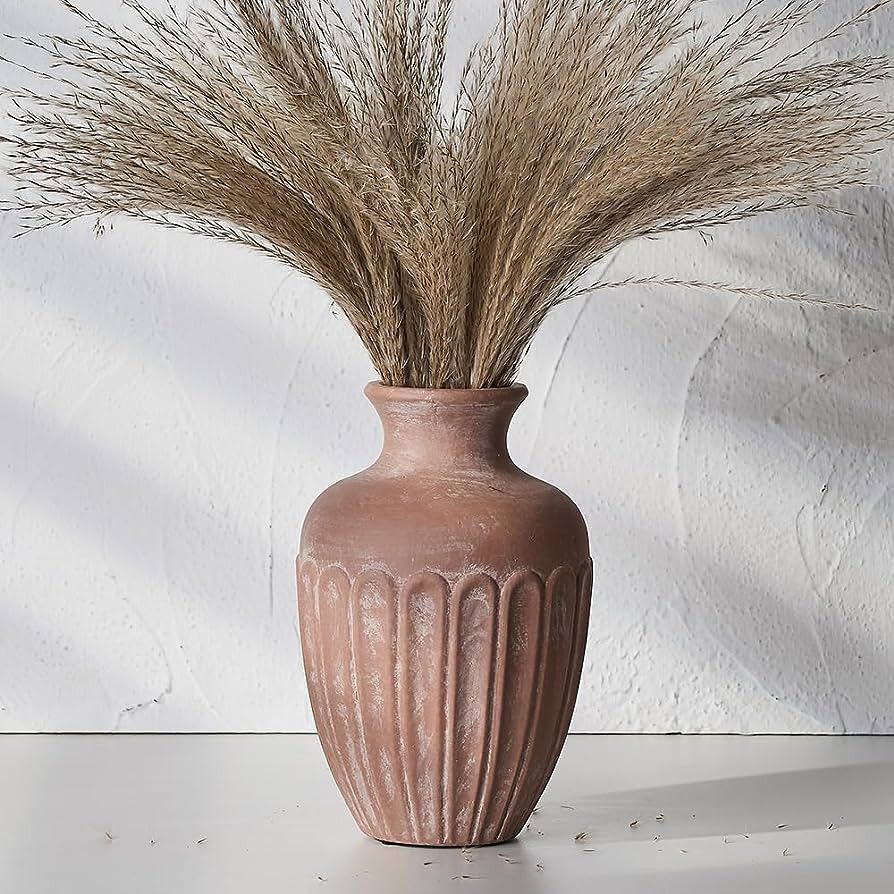 SIDUCAL Ceramic Rustic Farmhouse Flower Vase,8.4 Inch Pottery Decorative Flower Vase for Home Dec... | Amazon (US)