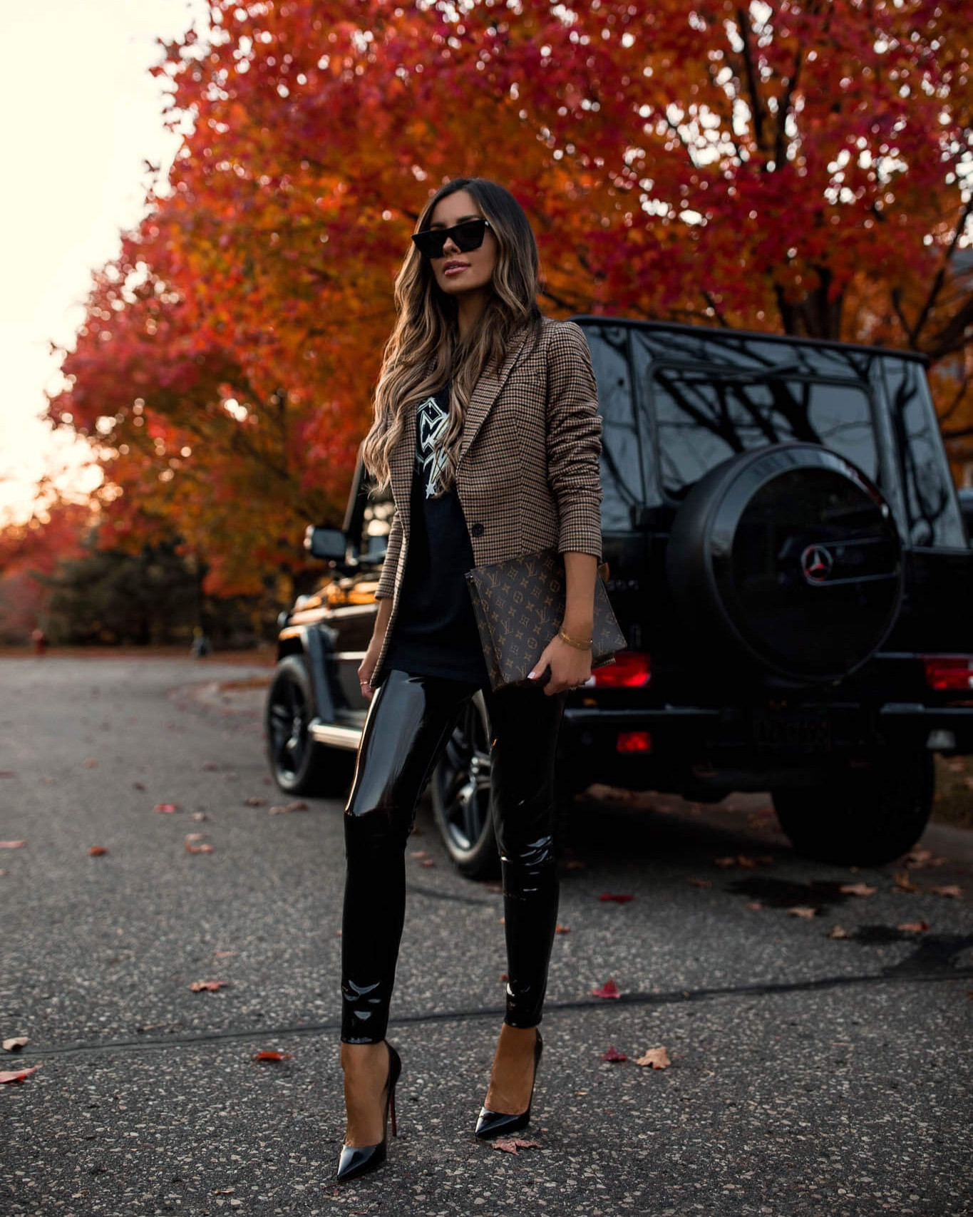 Transitional fall outfit on sale
Similar plaid blazer 
Commando faux leather leggings on sale and under $100
Vintage band tee 

#LTKFindsUnder100 #LTKSaleAlert #LTKSeasonal