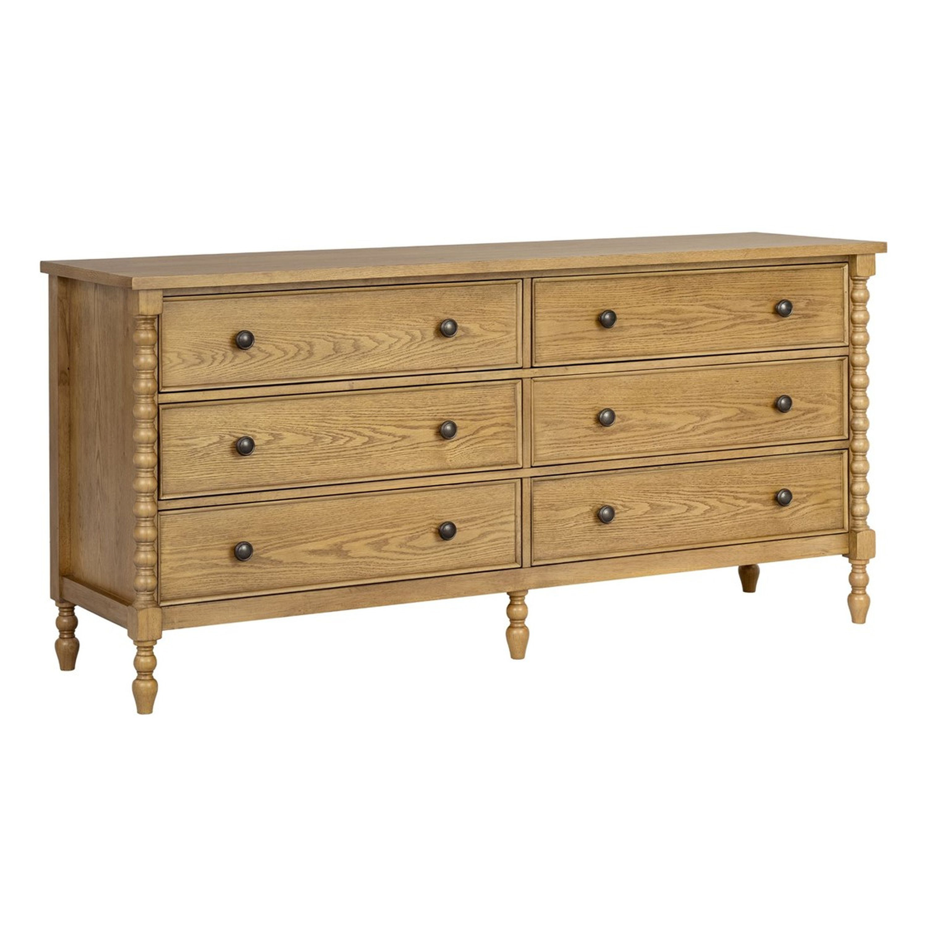 Large Wood Turned Bobbin Leg 6 Drawer Dresser | World Market