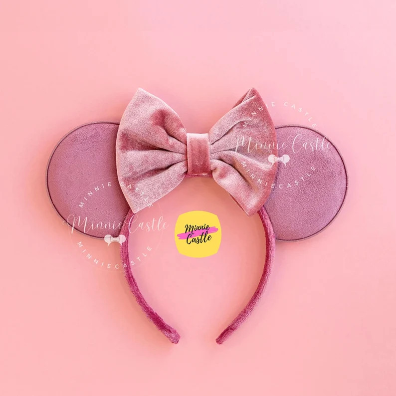 Indian Pink Mouse Ears, Mickey Ears, Mauve Mickey Ears, Minnie Ears, Dusty Rose Minnie Ears, Velv... | Etsy (Global)