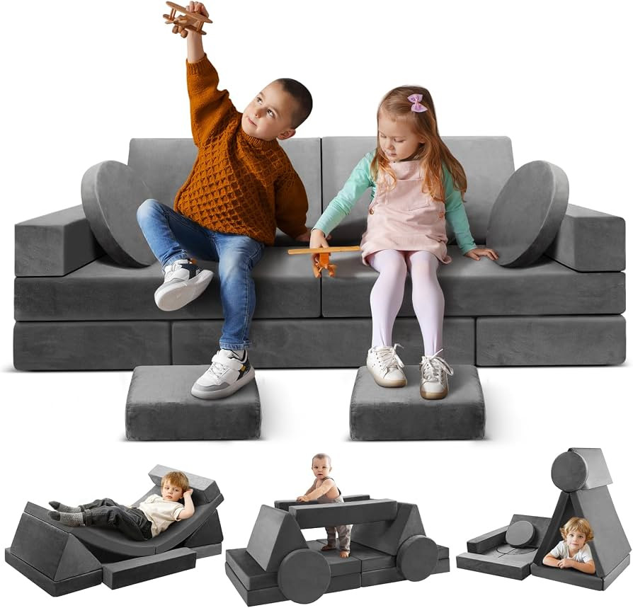 Modular Kids Play Couch, 18pcs Toddler Floor Sofa, Sectional Couch for Children, Fortplay Bedroom... | Amazon (US)
