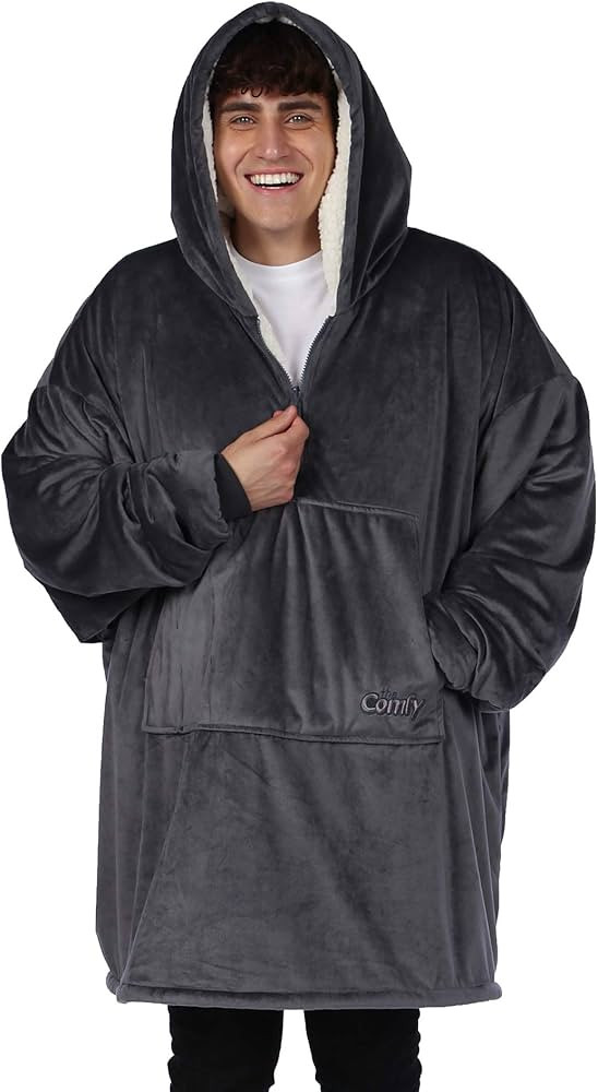 THE COMFY Original Quarter Zip | Oversized Microfiber & Sherpa Wearable Blanket with Zipper, Seen... | Amazon (US)