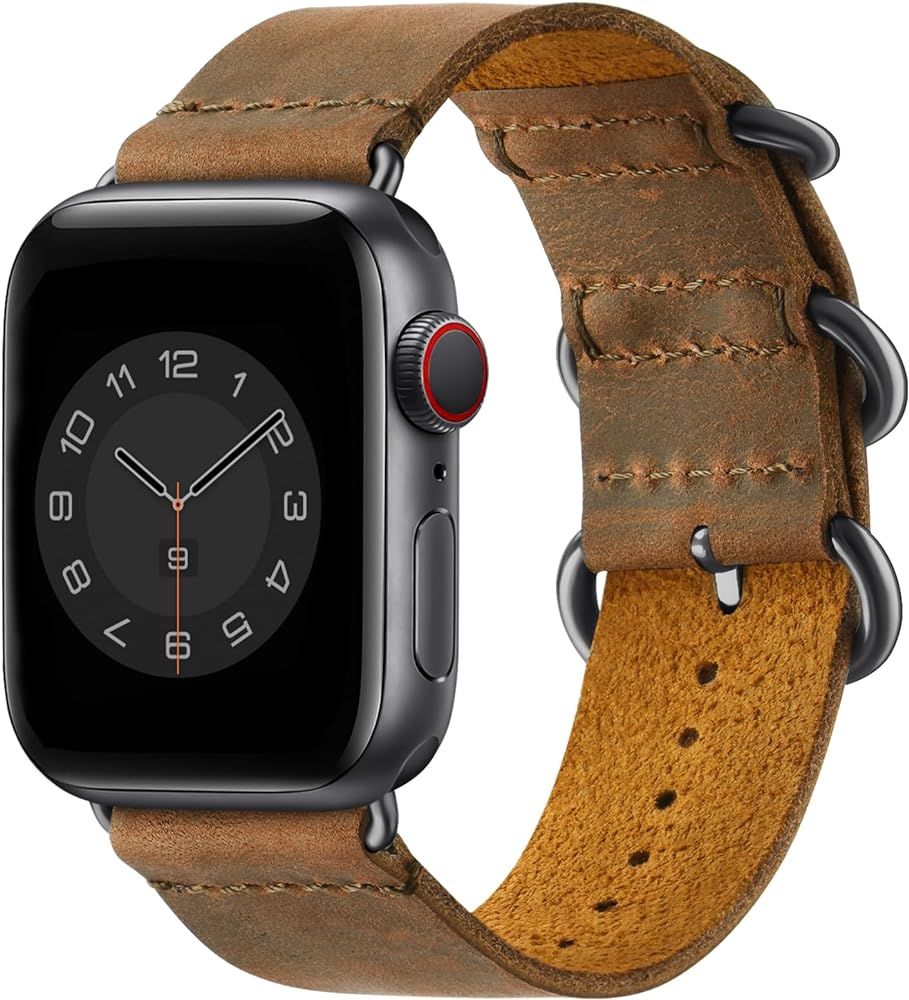 Vintage Leather Bands Compatible with Apple Watch Band 38mm 40mm 41mm 42mm 44mm 45mm 49mm,Genuine... | Amazon (US)