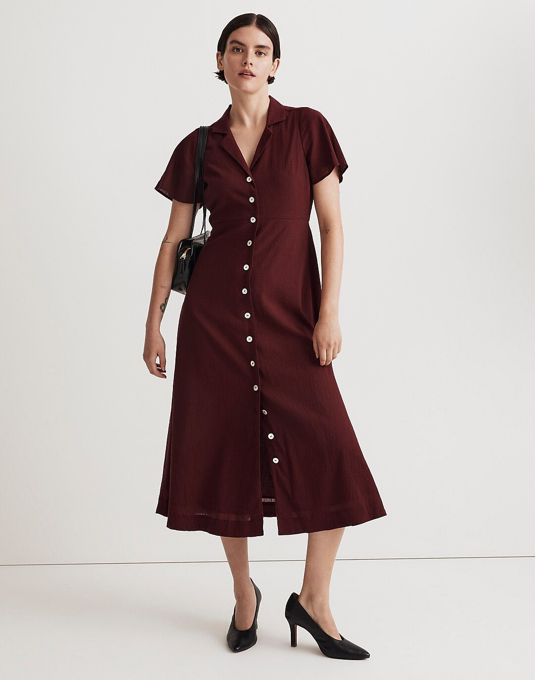 Crinkle Cotton Button-Front Midi Dress | Madewell
