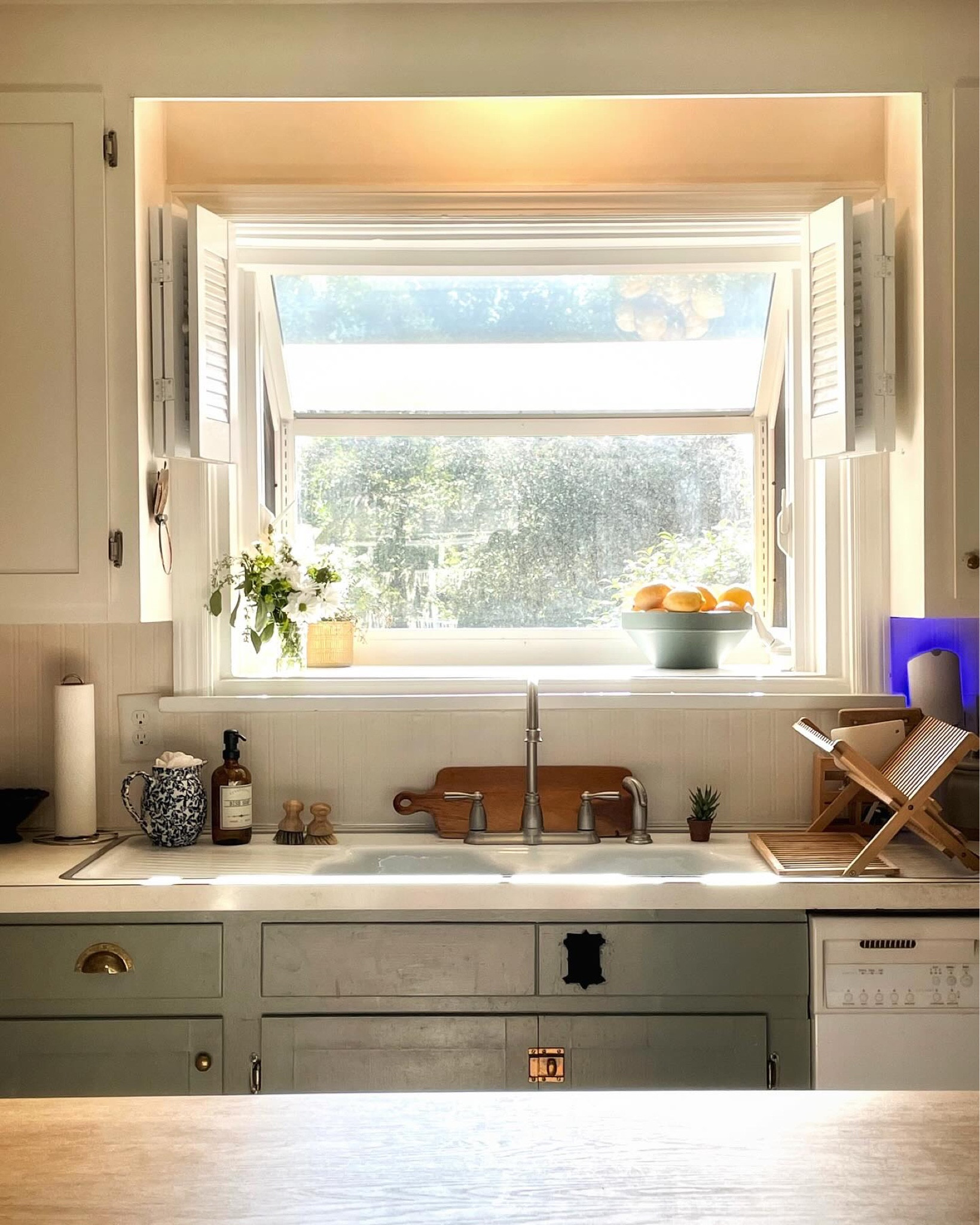 Just think of spring, just think of spring, just think of spring. 🌸💐🌼🌿🌷

#springiscoming #kitchenwindow #kitchenwindowview #oldhomelove #southernliving #southernhome #cozyhome #cozyhomedecor #diykitchens #greencabinets #myhomestyle