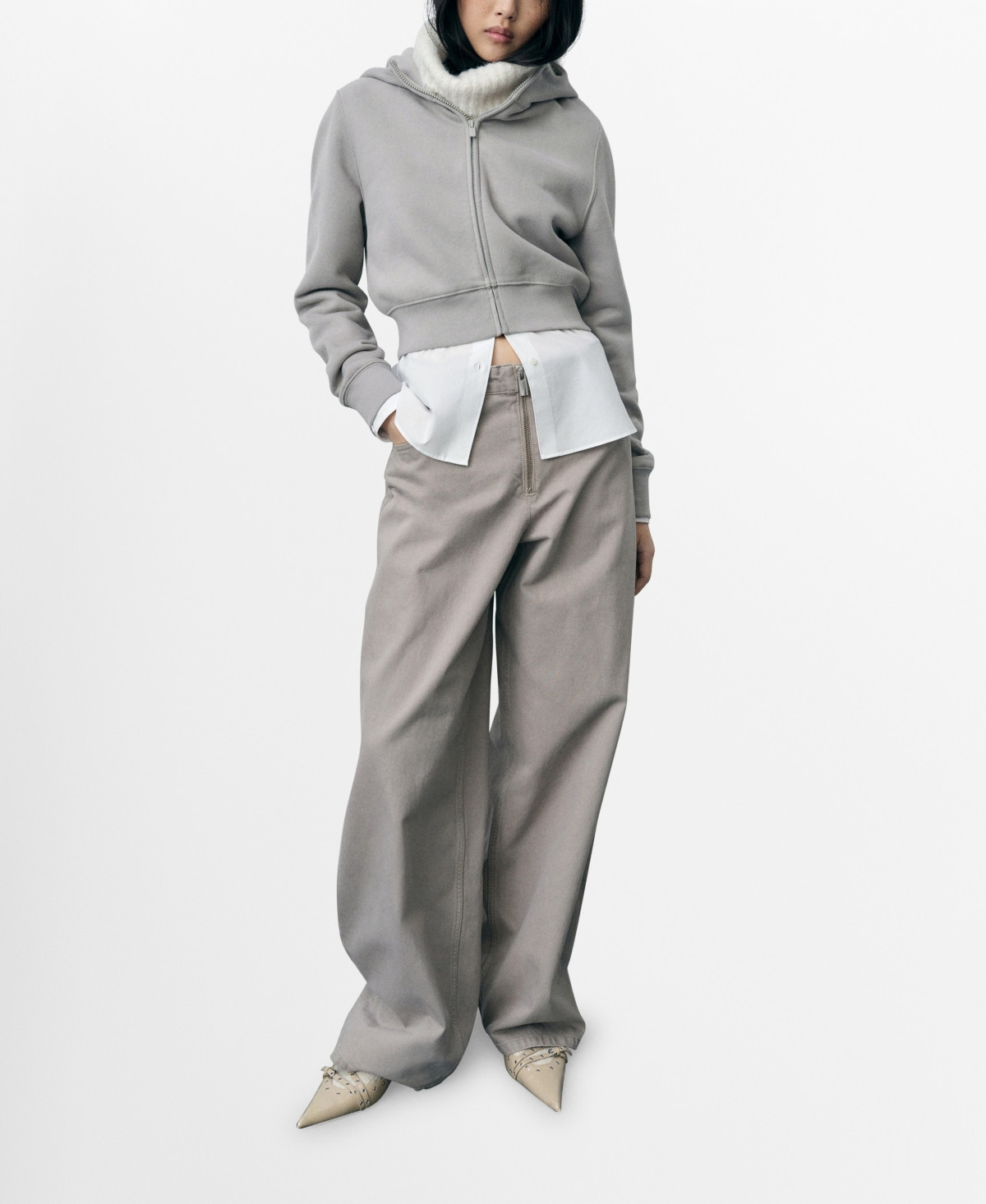 Mango Women's Zipper Wide Leg Jeans - Gray | Macy's