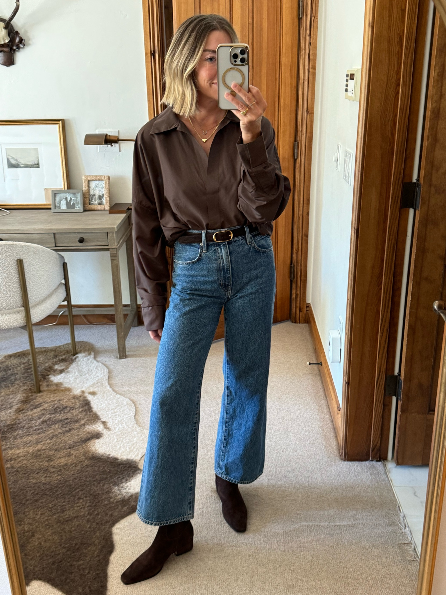 Fall outfit I’m loving 🤎 these boots are so amazing. I got them in black also 
Size down 1/2 in them. 

#LTKFindsUnder100 #LTKStyleTip #LTKOver40