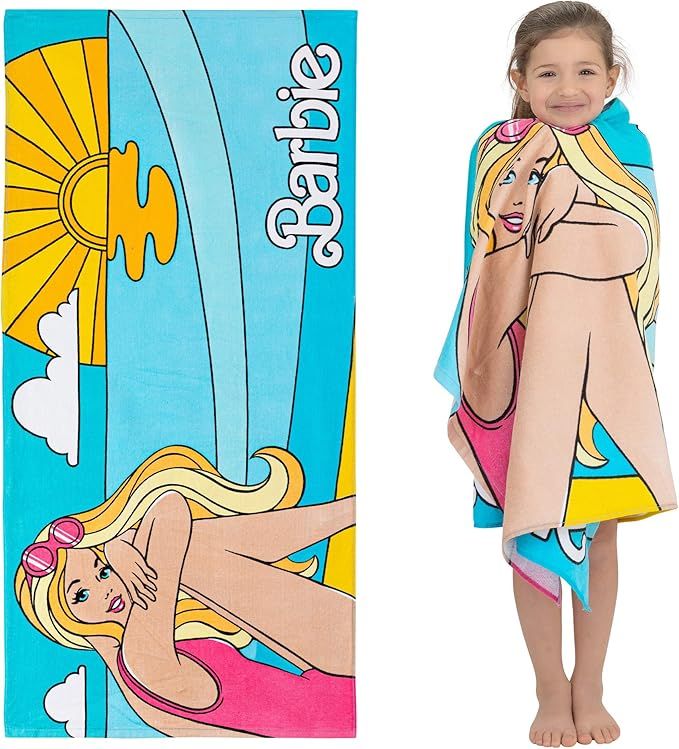 Franco Kids Super Soft Cotton Beach Towel, 58 in x 28 in, Barbie | Amazon (US)