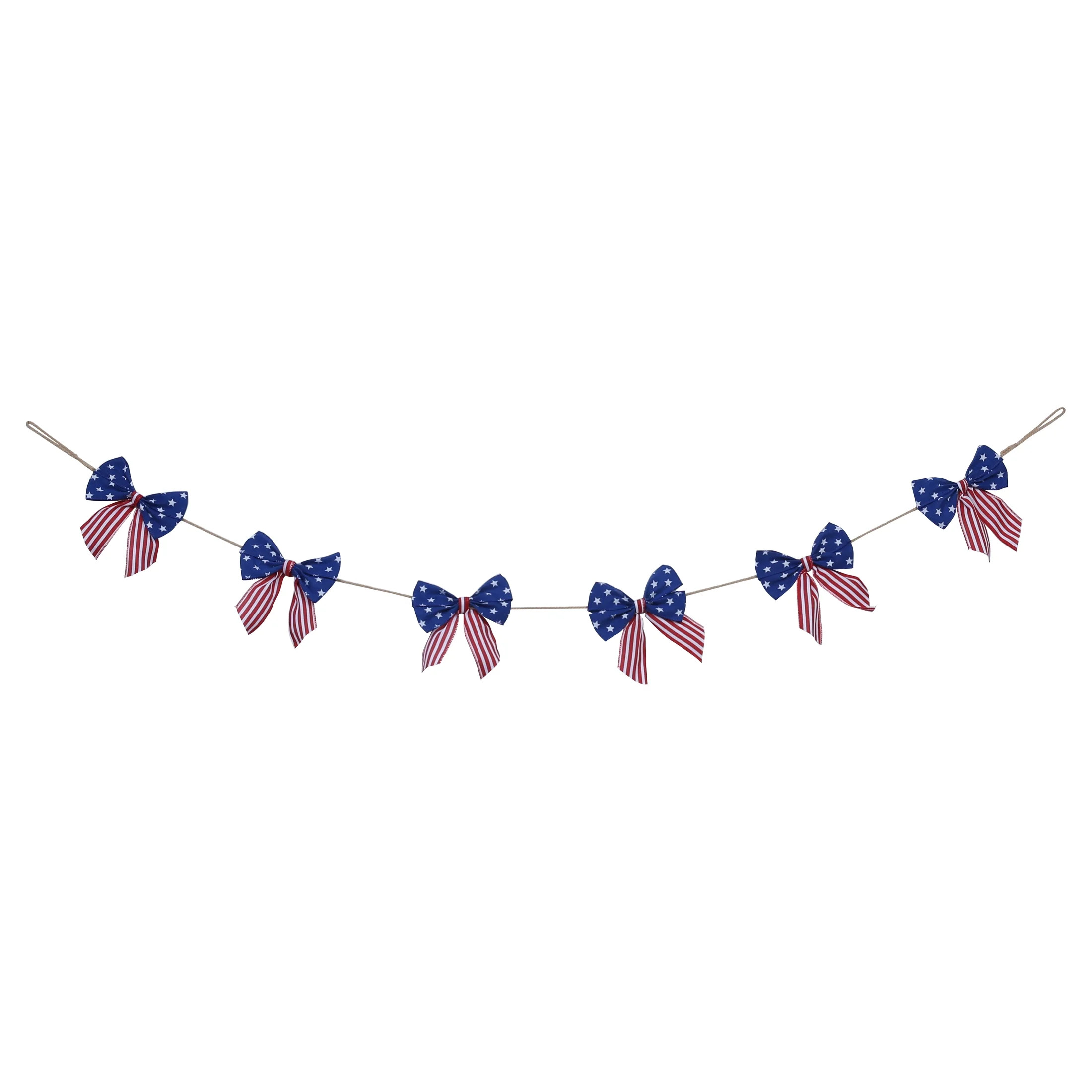 Stars and Stripes Bow Garland, Red/White/Blue, 6', Patriotic by Way To Celebrate - Walmart.com | Walmart (US)