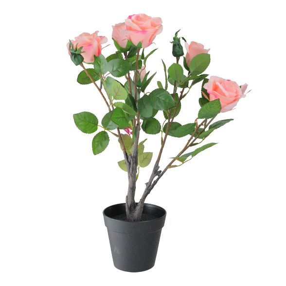 Northlight 19" Artificial Blooming Potted Light Pink Valentine's Day Ecuador Rose Shrub | Target