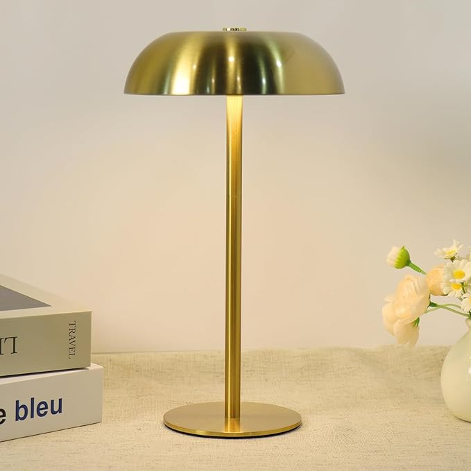 Portable Mushroom Table Lamp with 5200mAh Battery - Cordless LED Night Light with Stepless Dimmin... | Amazon (US)