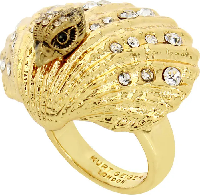Pavé Crystal Eagle's Head Shell Cocktail Ring | Nordstrom Rack
