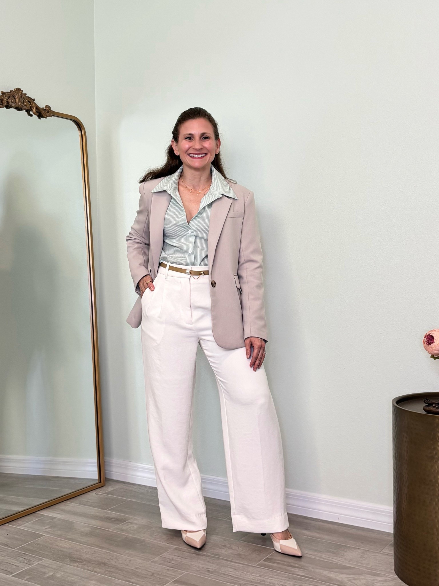 Spring dreaming with this office look. Wide leg and petite friendly office pants

#LTKootd #LTKPetite #LTKWorkwear