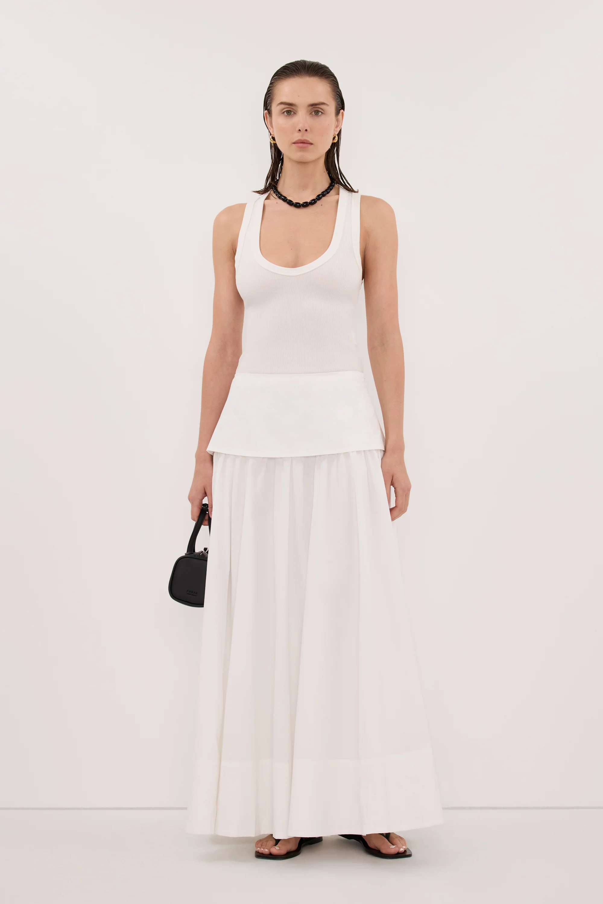 CLAIRE WHITE POPLIN MIDI SKIRT | DISSH