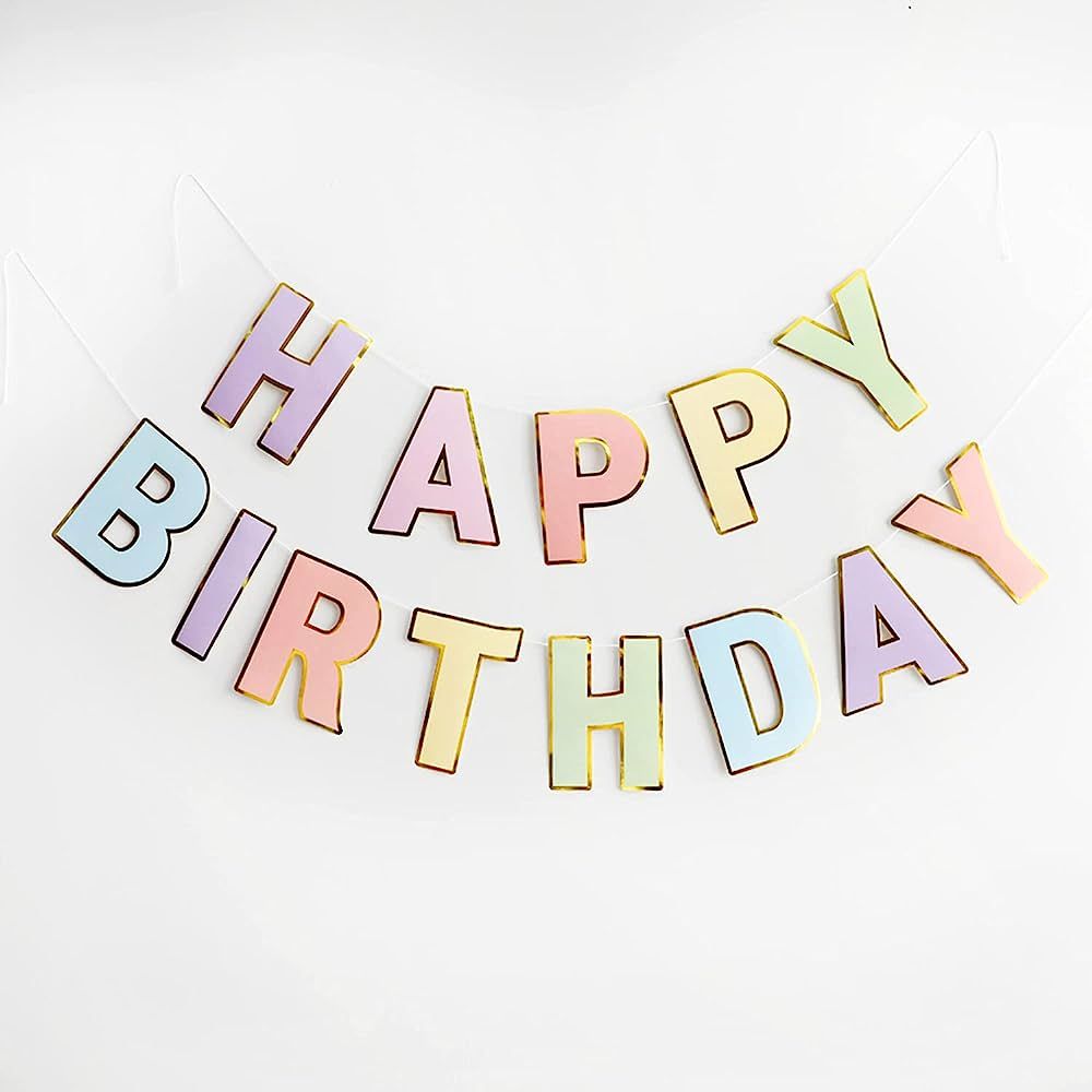 ebabyland Happy Birthday Banner Pastel - Macaron Colorful Letters Banner for Kids Baby Adults Boy... | Amazon (US)