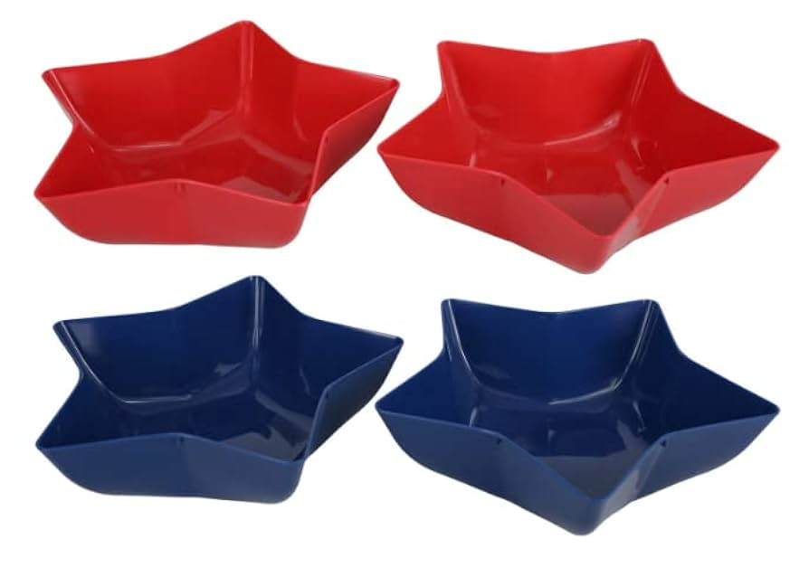 4 PC Set of Red & Blue Star Bowls for 4th of July - Independence Day, BBQ, Backyard Get Together,... | Amazon (US)