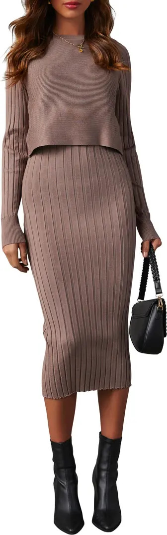 Full of Surprises Long Sleeve Rib Sweater Dress | Nordstrom