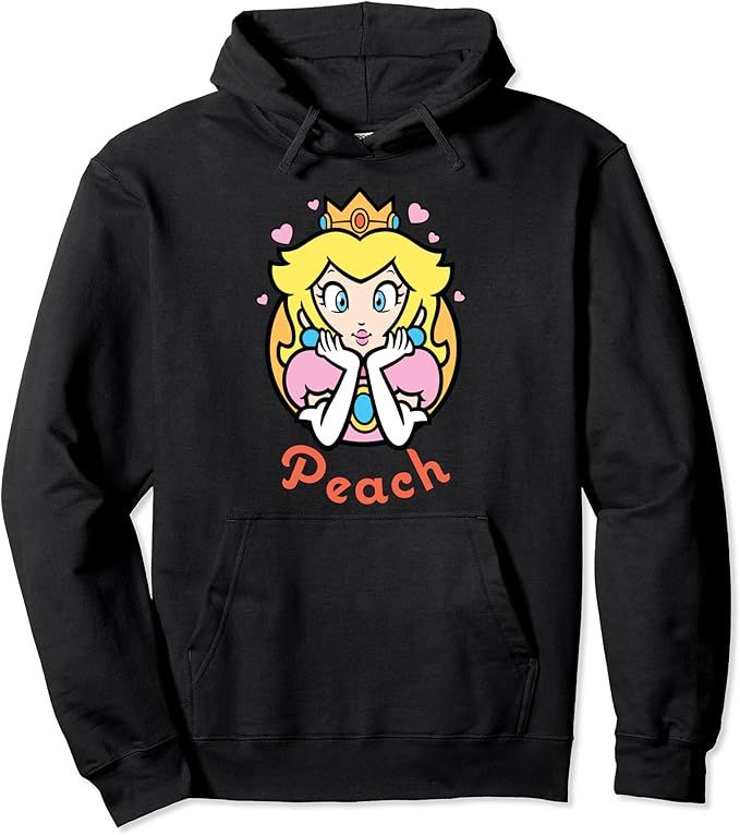 Nintendo Super Mario Princess Peach Portrait Graphic Hoodie Pullover Hoodie | Amazon (US)