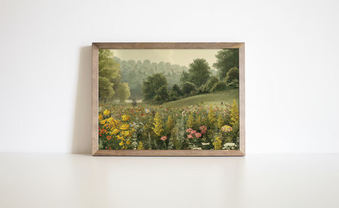 Wildflower Field Landscape Art Print - Floral Art, Classic 19th Century Vintage Style - PRINTABLE... | Etsy (US)