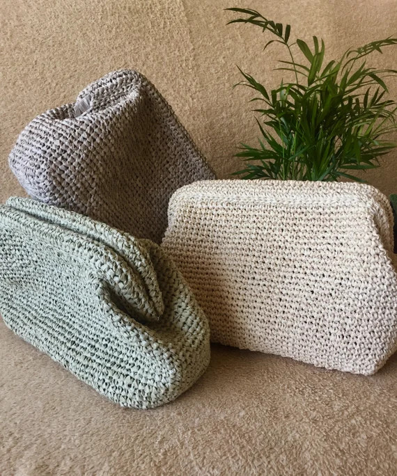 FLENAUR PASTEL BAG handmade Raffia Bag Raffia Knit Bag | Etsy | Etsy (US)