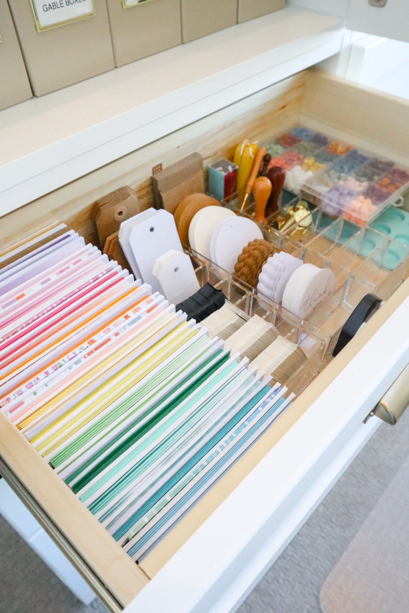Say hello to one of my favorite little drawers in the house—my greeting card drawer! Stocked with blank cards in every color, gift tags for every occasion, and even wax seal supplies for that extra special touch. It makes last-minute gifting and note-sending so much easier (and more fun!). Anyone else still love sending real mail?

organized greeting card drawer, stationery organization, greeting card storage, card drawer ideas, wax seal supplies, gift wrap station, paper goods organization

#LTKSeasonal #LTKHome #LTKFamily