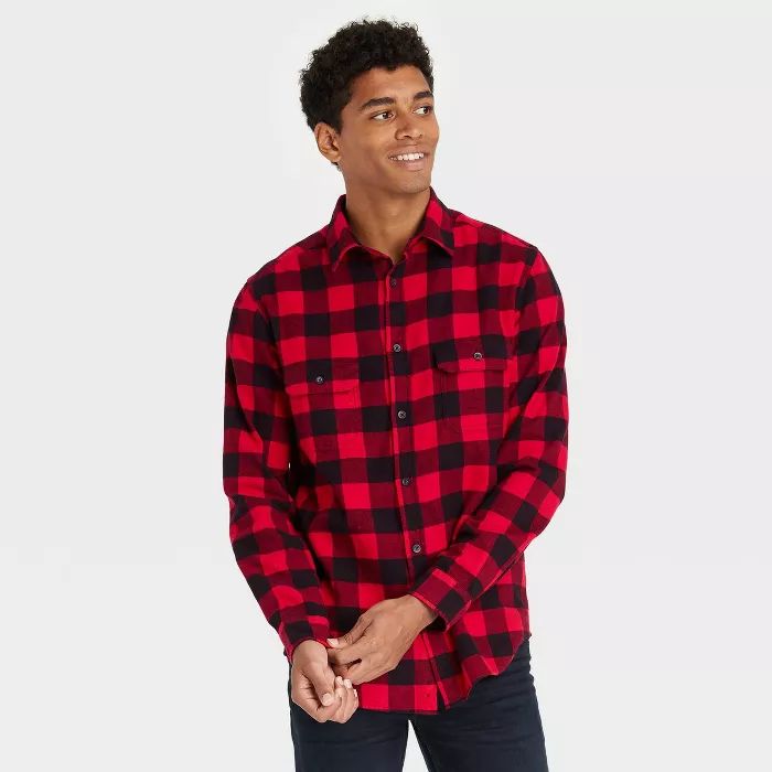 Men's Standard Fit Premium Flannel Long Sleeve Button-Down Shirt - Goodfellow & Co™ | Target