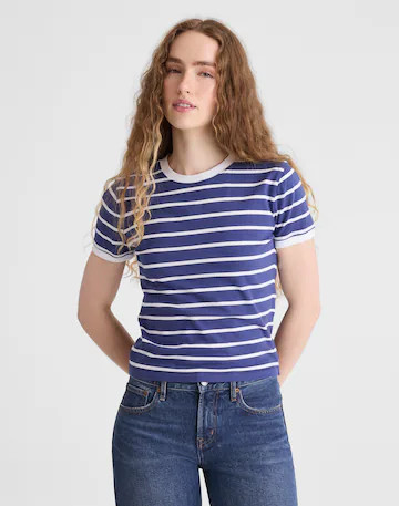 The Perfect Crewneck Baby Tee in Allday Jersey | Madewell
