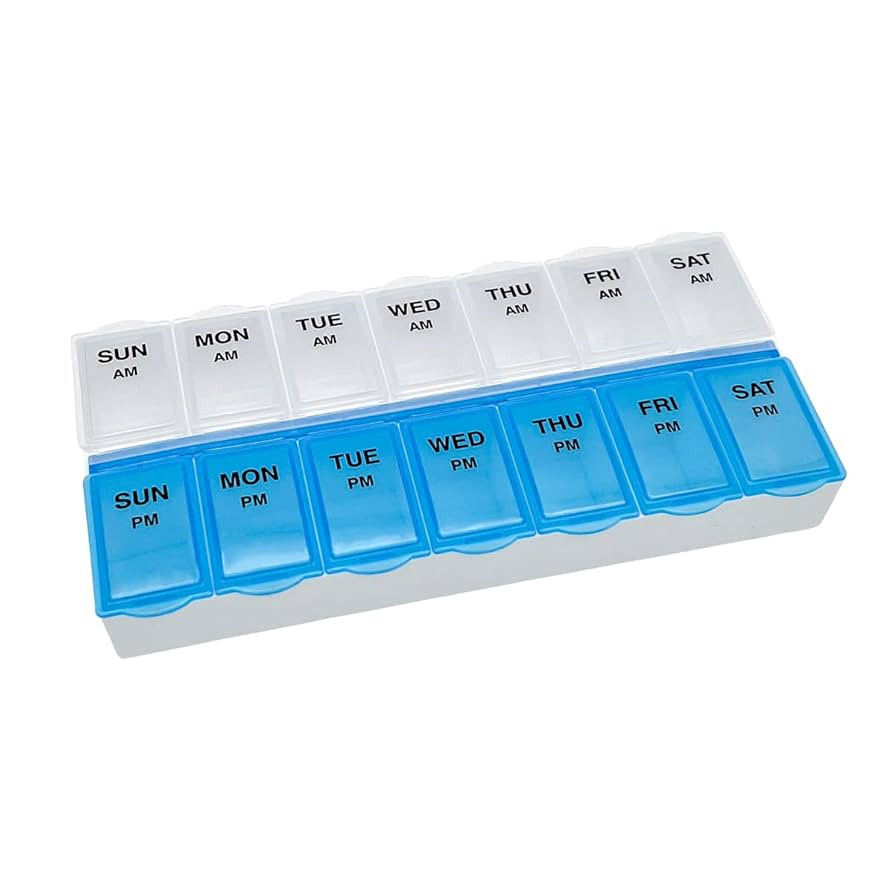 Amazon Basic Care (7-Day) AM/PM Pill Organizer, Vitamin Case, And Medicine Box, Large Compartment... | Amazon (US)