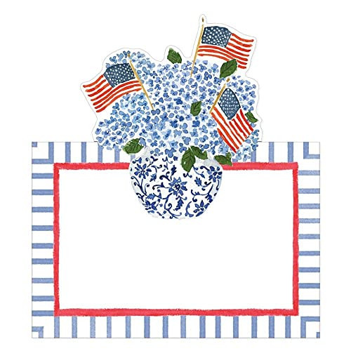 Caspari Flags and Hydrangeas Die-Cut Place Cards, 40 Count | Amazon (US)