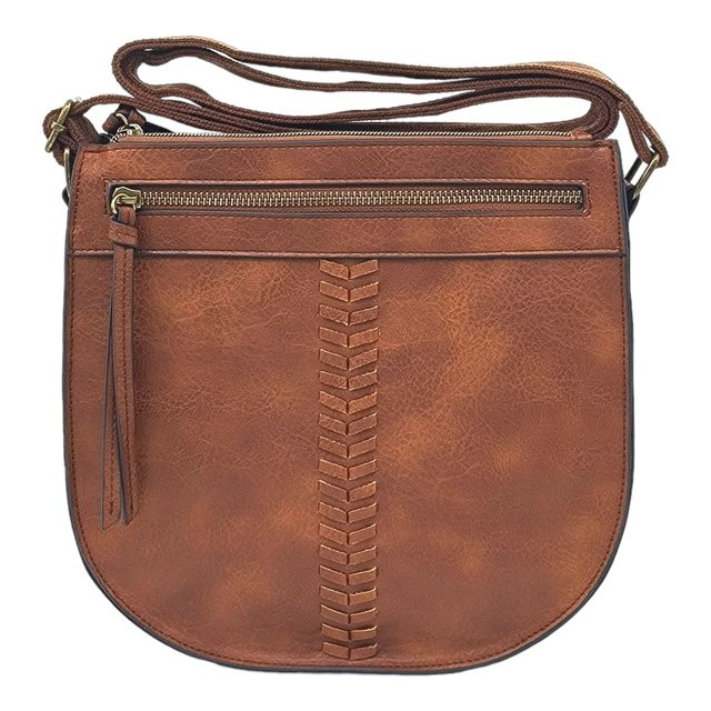 T-Shirt & Jeans Women's Willow Vegan Leather Crossbody Saddle Handbag, Cognac - Walmart.com | Walmart (US)