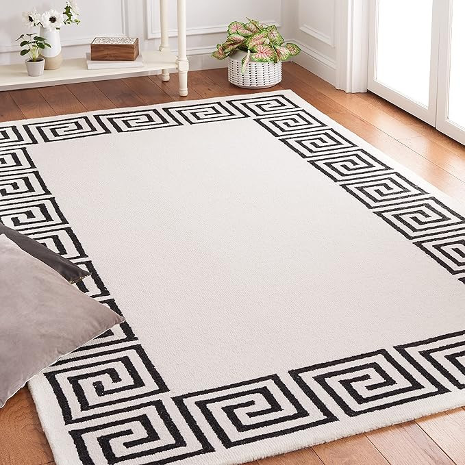 SAFAVIEH Metro Collection Area Rug - 8' x 10', Ivory & Black, Handmade Greek Key Border Wool, Ide... | Amazon (US)