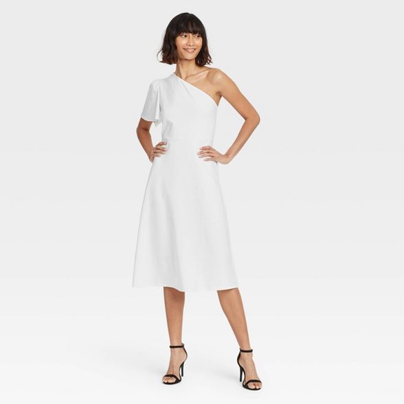 Women's One Shoulder Puff Short Sleeve Dress - Who What Wear™ | Target