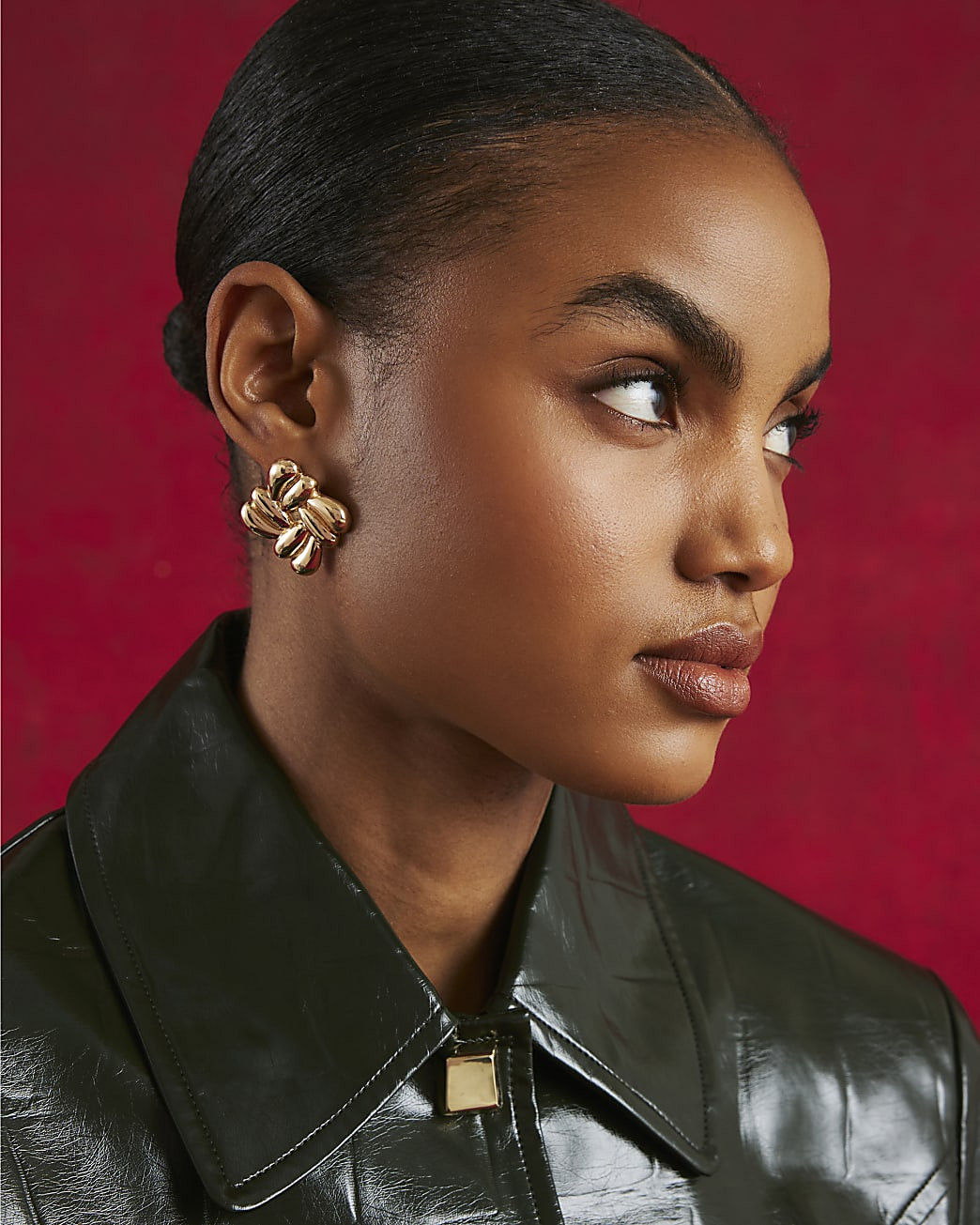 Gold Bubble Textured Square Stud Earrings | River Island UK & IE