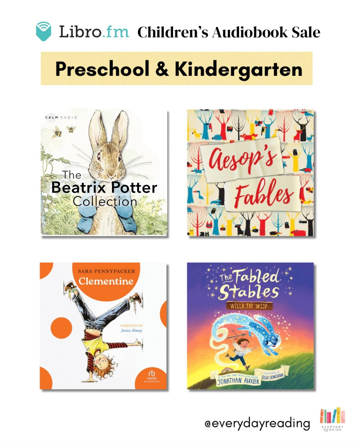 LibroFM has their annual children’s audiobook sale going on with audiobooks under $5 (and many as low as 99 cents!) 

Plus you can legally make them into Yoto cards (Google “everyday reading make your own Yoto cards” for directions) 

Here are some favorite picks for preschoolers and kindergarteners! 