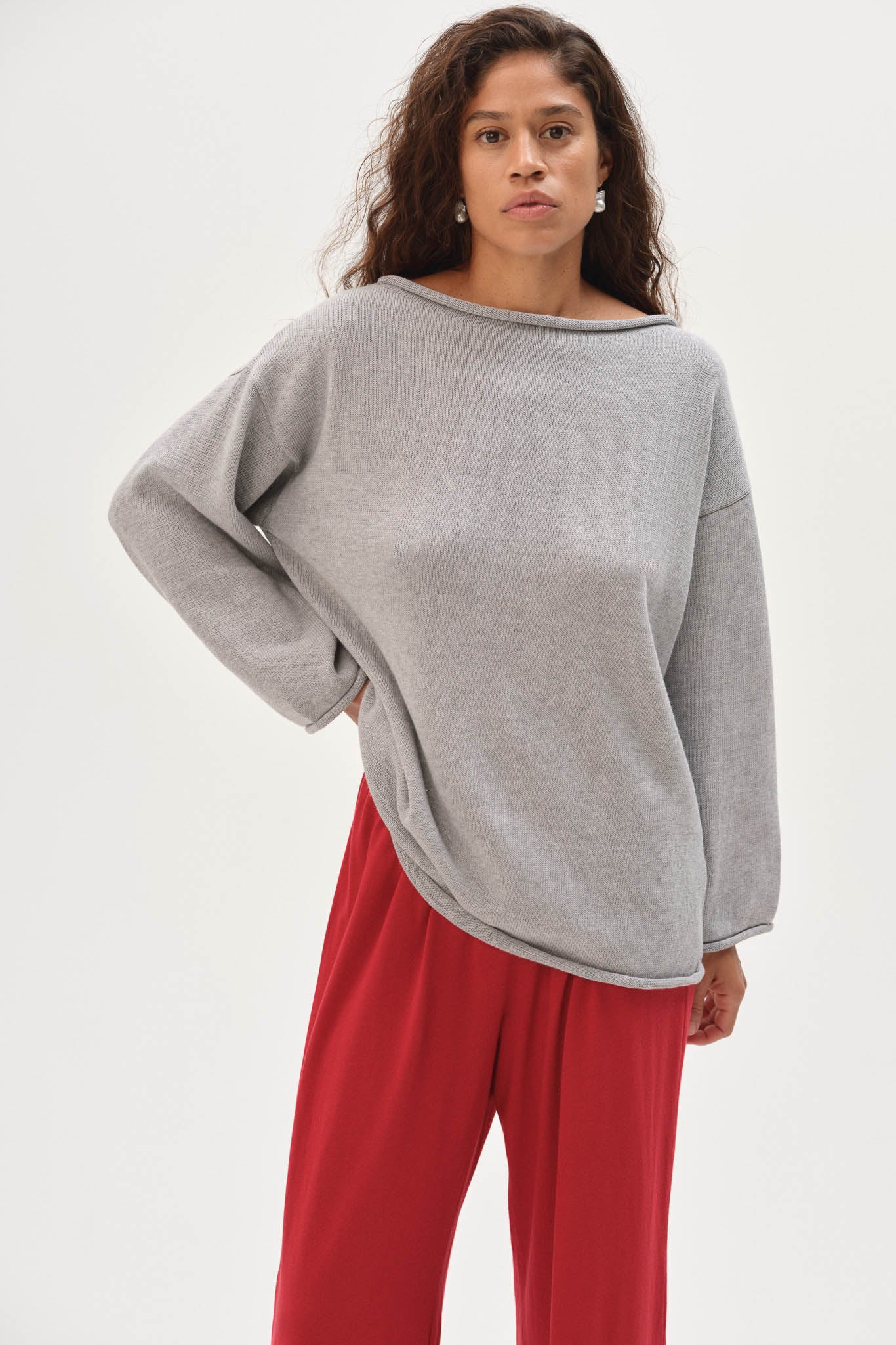 The Cotton Knit Boat Neck Sweater | DONNI.